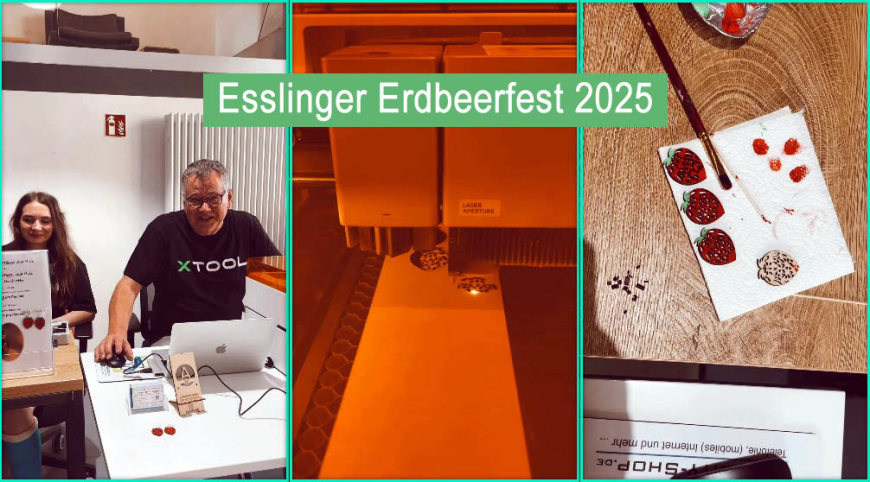 Der Laser-Kreativ-Shop auf dem Erdbeerfest in der Makers League in der Küferstr. 46 in Esslingen